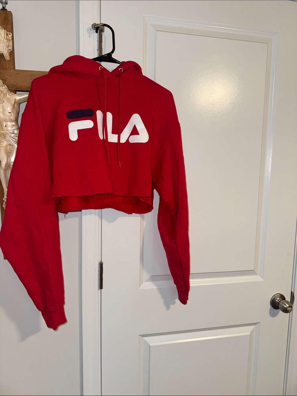 Fila Red Crop Logo Hoodie